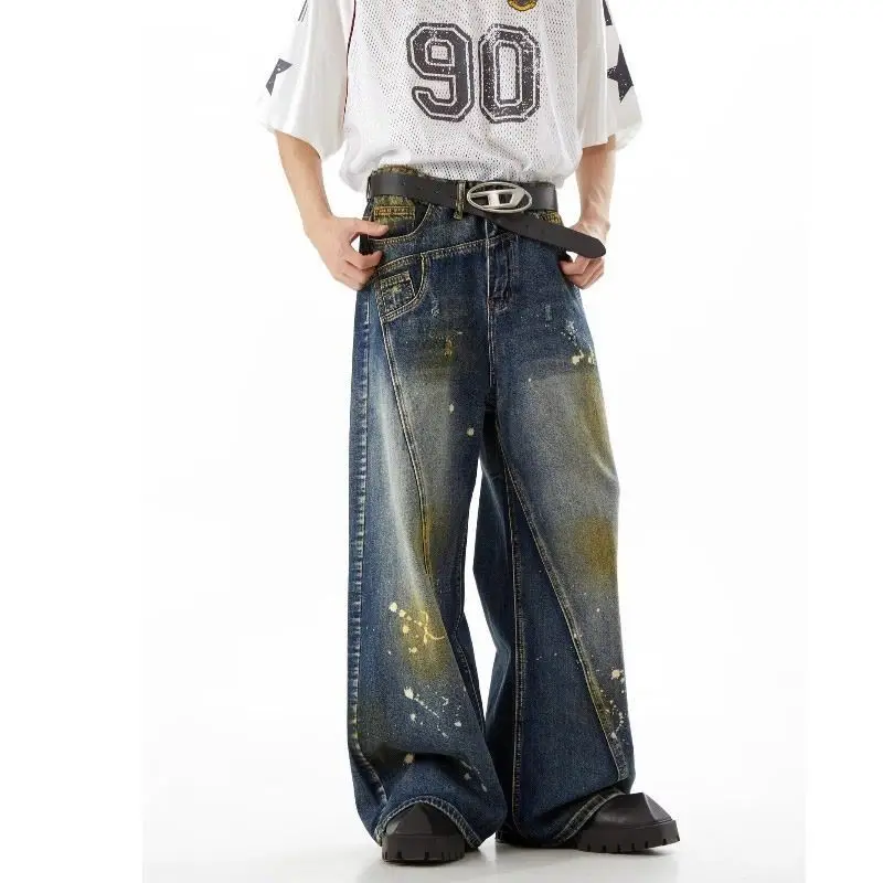 

Blue Jeans Women Vintage High Waisted Straight Denim Trouser Hip hop loose Y2K American Streetwear Wide Leg Classic Denim Pants