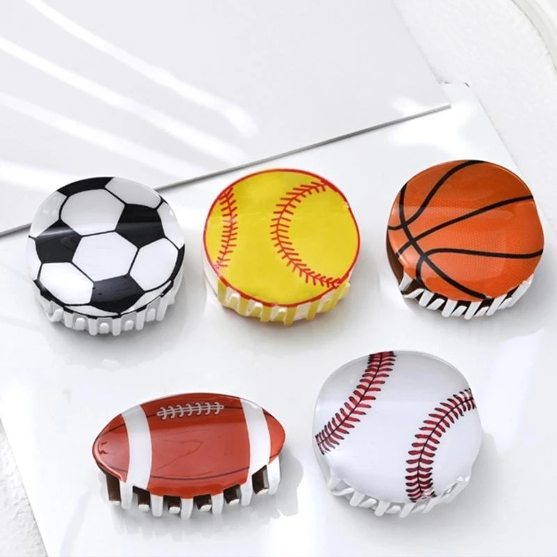 Basketball Football Baseball Hair Claw Y2K Acrylic Large Hair Clip Fashion