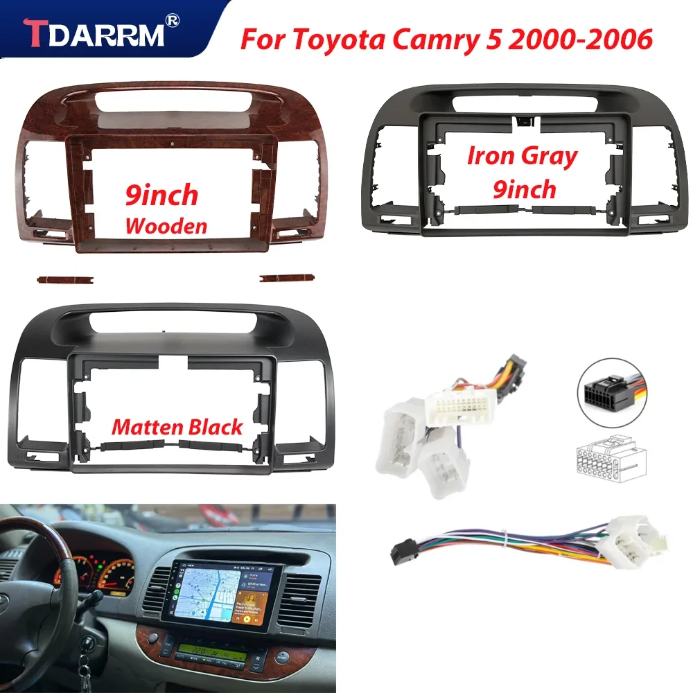 

9 Inch Car Radio Dashboard Fascia for Toyota Camry 5 2000-2006 Auto Stereo Panel Mounting Dual Din CD DVD Frame