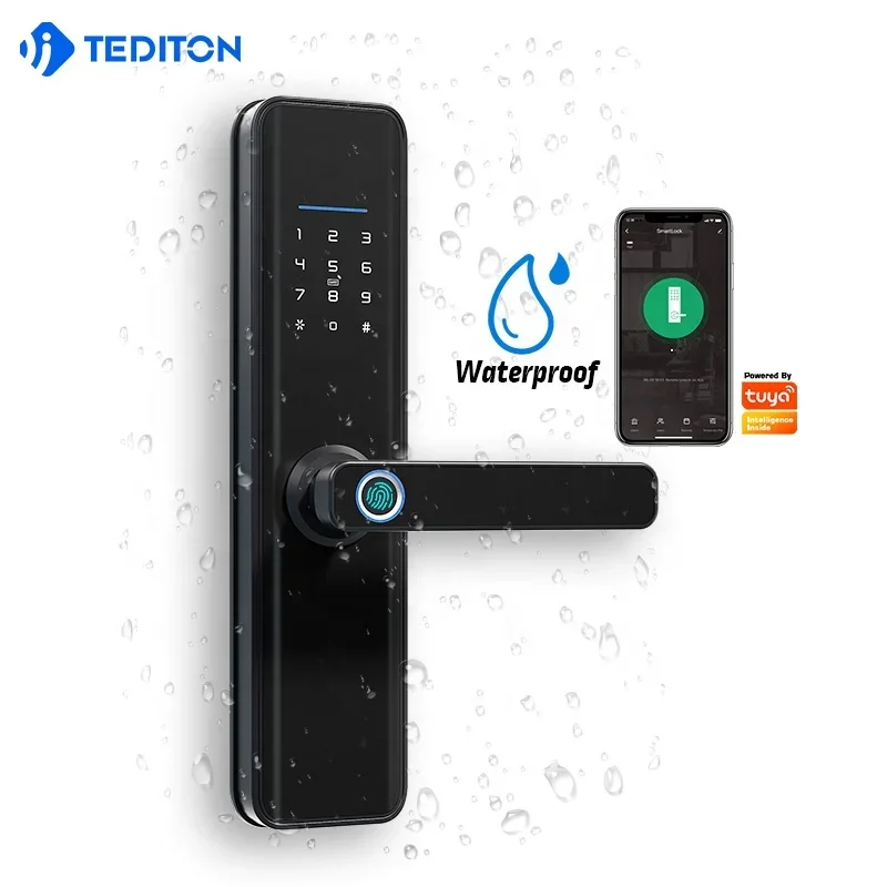 004 Dropshipping Luxury High Quality Smart locks TUYA App WiFi Biometric Digital Keypad Waterproof Fingerprint Door Lock