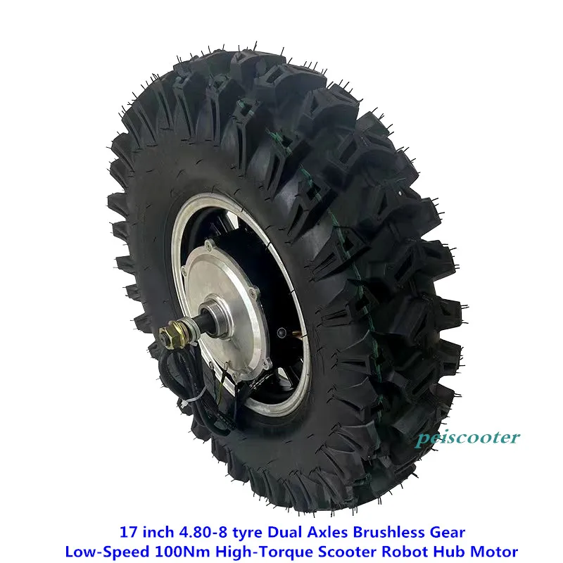 17 inch 4.80-8 Tyre Dual Axles Brushless Gear Low-Speed 100Nm High-Torque Scooter Robot Hub Motor phub-17psddd