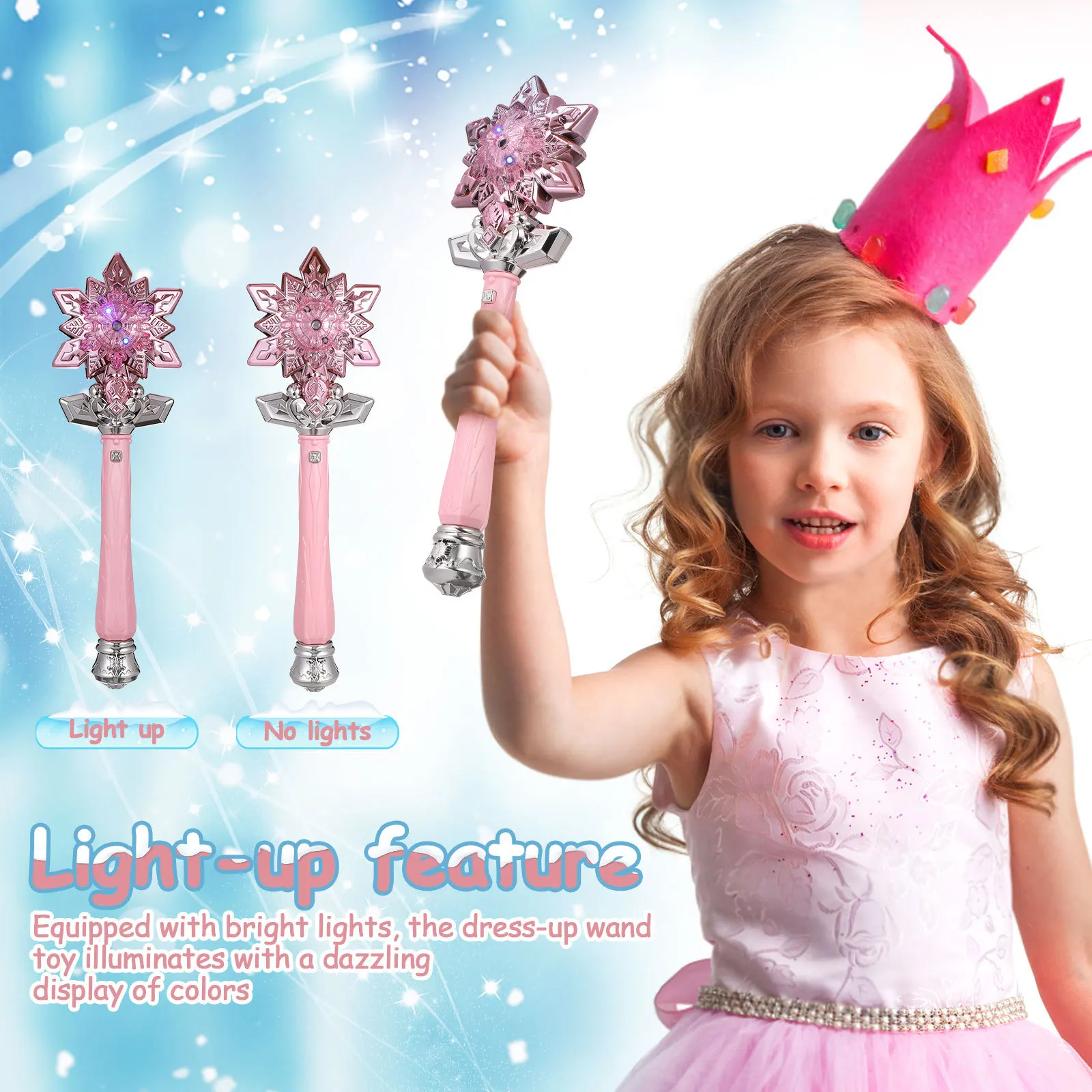 1 stücke Zauberstab Nebel Wirkung Leuchten Schneeflocke Für Kinder Musik Prinzessin Zauberstab Kleinkind Party Favor Rolle Spielen