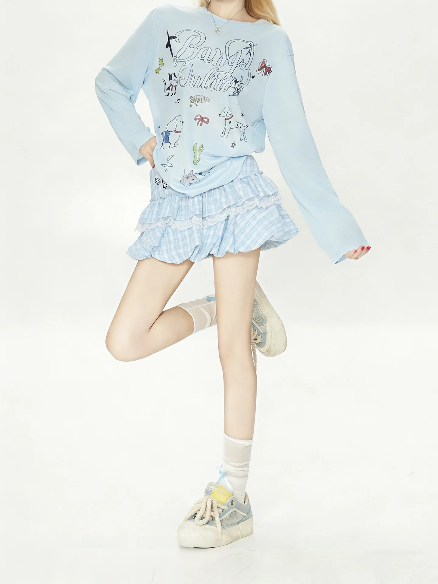 

Повседневная юбка-полусолнце в клетку с кружевной отделкой для женщин, летняя, в милом девичьем стиле, универсальная короткая юбка А-силуэта, юбка-кейк, повседневная юбка для отдыха