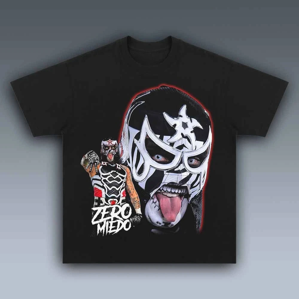 Camiseta con estampado de Penta El Zero Miedo Lucha Libre para hombre, camiseta informal con estampado gráfico inspirado en la lucha libre, camisetas informales de algodón de manga corta