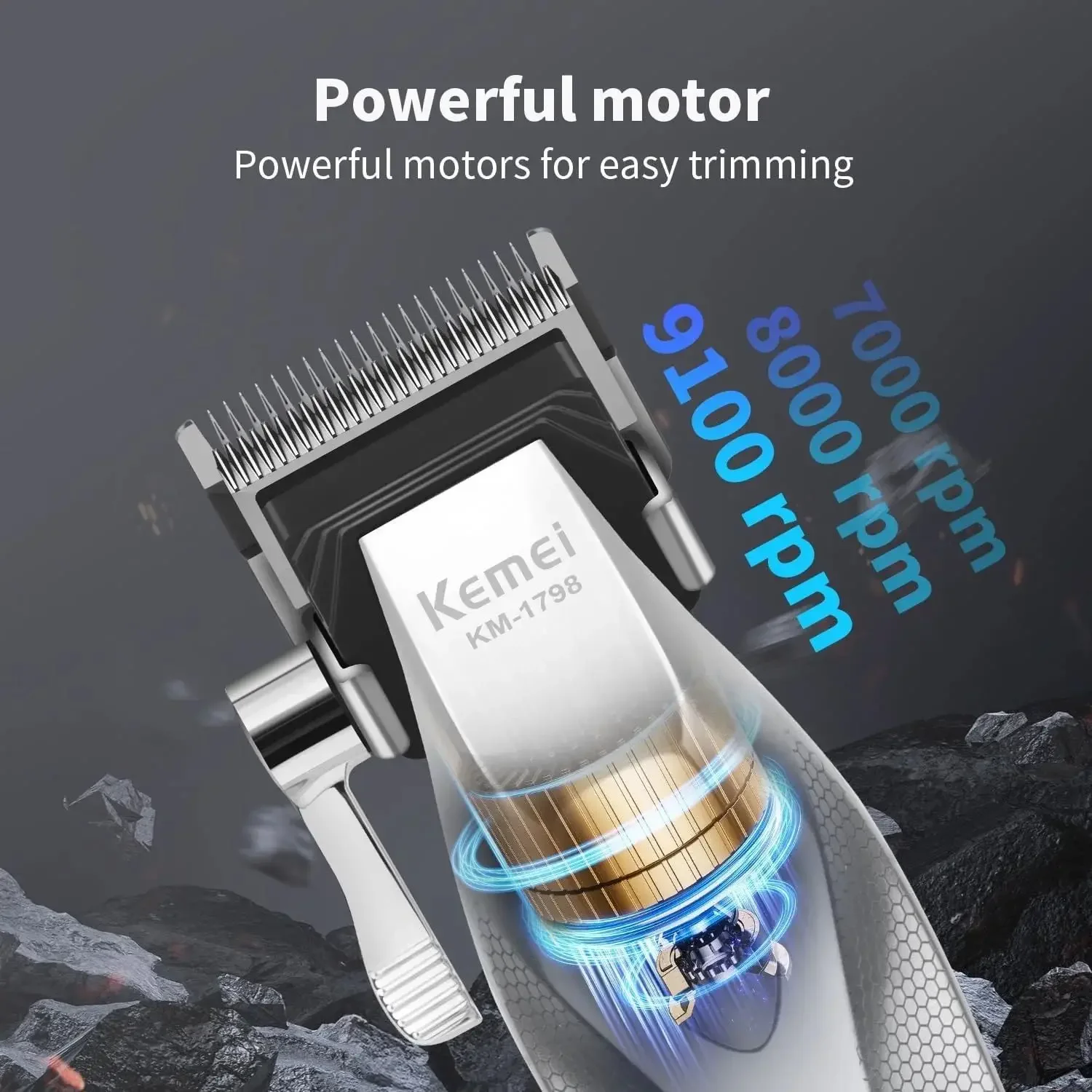 Professional Hair Clippers Hair Cutting Machine Electric Clippers 9000 RPM Trimmers Adjustable Hair Clippers KM-1798 KM-3023-702 view 5