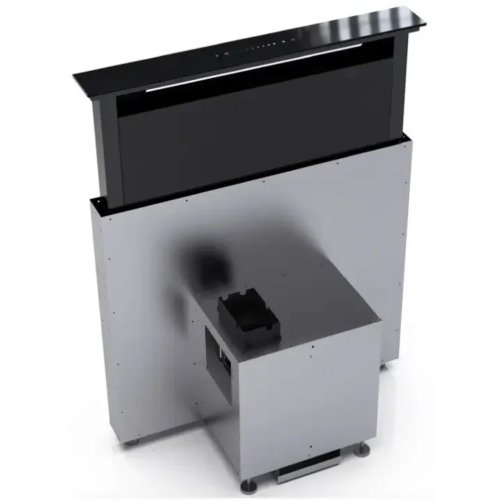 &Ultra-Thin Electric Ductless Slide-Out Downdraft Ventilated Range Hood Stainless Steel Housing Hotel Use Automatic Lifting