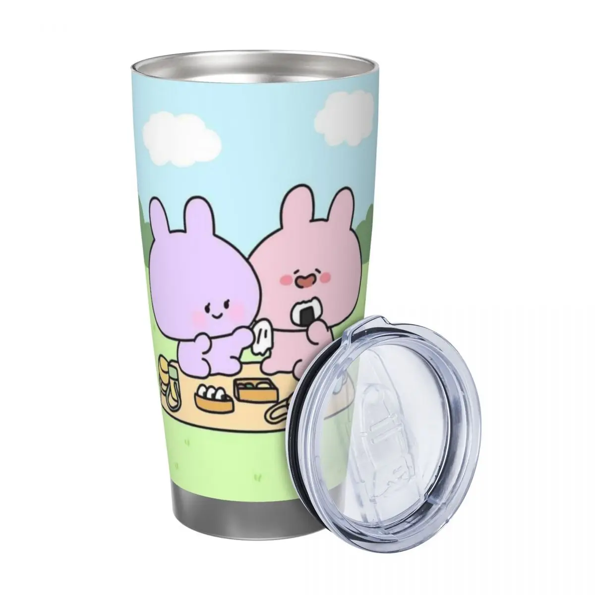 Asamimichaan Cute Asamimi 20oz Stainless Steel Car Mug Straw Thermal Iced Travel Cup Vacuum Insulated Coffee Hot Cup