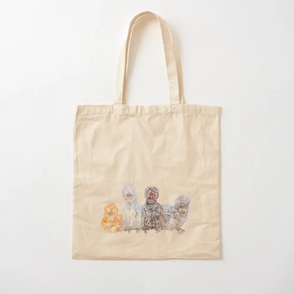 

Silkie Chicken Huddle Tote Bag canvas tote bag shopping trolley bag Canvas Tote