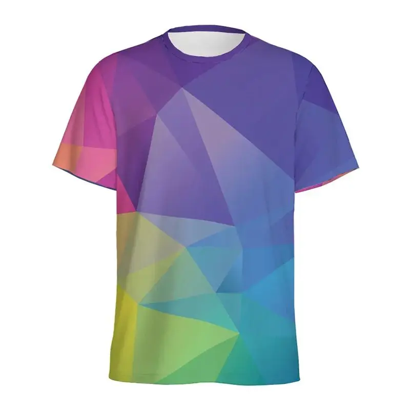 Summer Men's Colorful Multi-Sided Abstract Geometric Pattern Personality 3d Printed T-Shirt Creative O Collar Short Sleeve 6xl