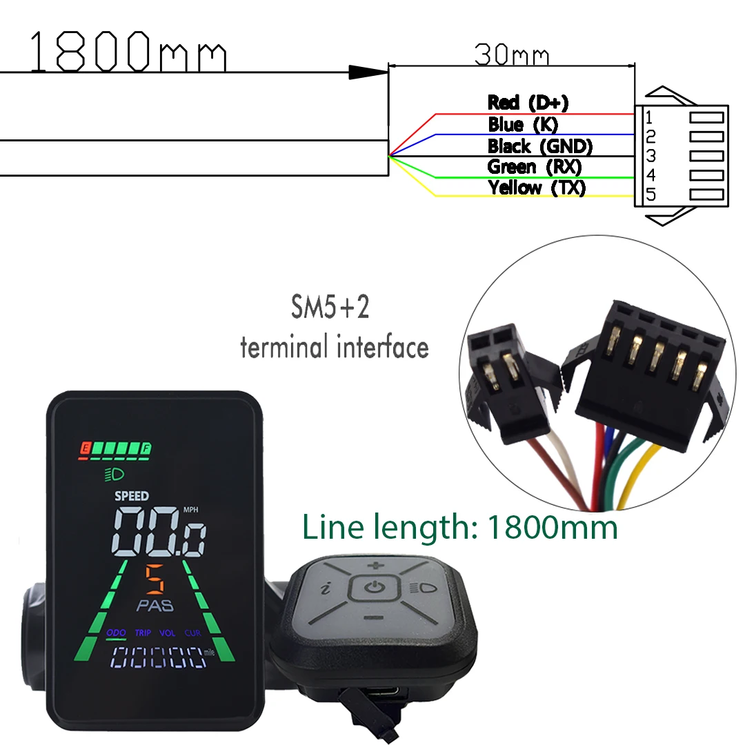 L5 LCD Display Meter Dashboard 24V 36V 48V 60V Elektrische Fiets Meter Display voor elektrische Scooter