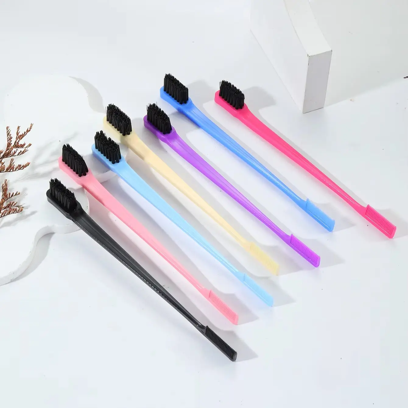 Hair Anti-static Edge Brush Comb 2-in-1 Double-sided Edge Control Brush Hair Styling Tool with Comb,Special for Real Hair Wigs