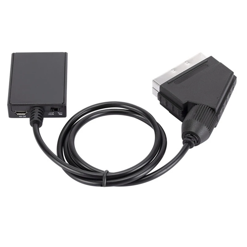 Super Sale HDMI to SCART Converter with USB Charge Cable Plug and Play HDMI to SCART Video Audio Adapter