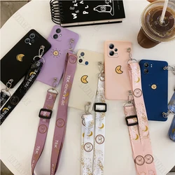 Sun Moon Crossbody Lanyard Phone Case On For Xiaomi Redmi Note 13 12 12s Redmi 12 12C 13C A1 A3 4G 5G Pro Plus 2022 Strap Cover