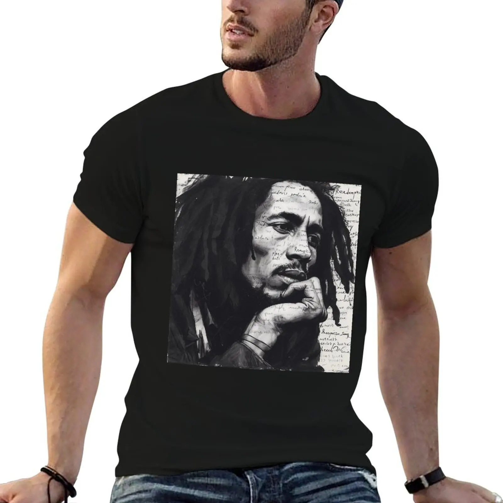 

Hand-Drawn Music Bob Marley Sketch T-Shirt customs designer shirts mens graphic t-shirts pack