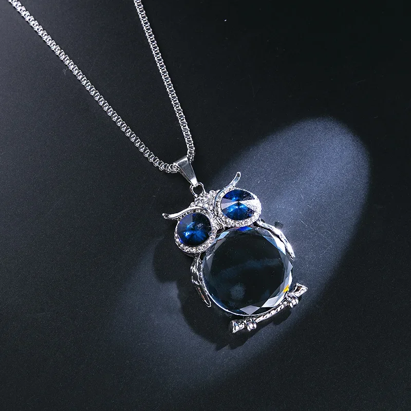 Vintage Owl Design Rhinestones Crystal Pendant Necklaces Women Sweater Chain Necklace Jewelry Clothing Accessories Drop Shipping