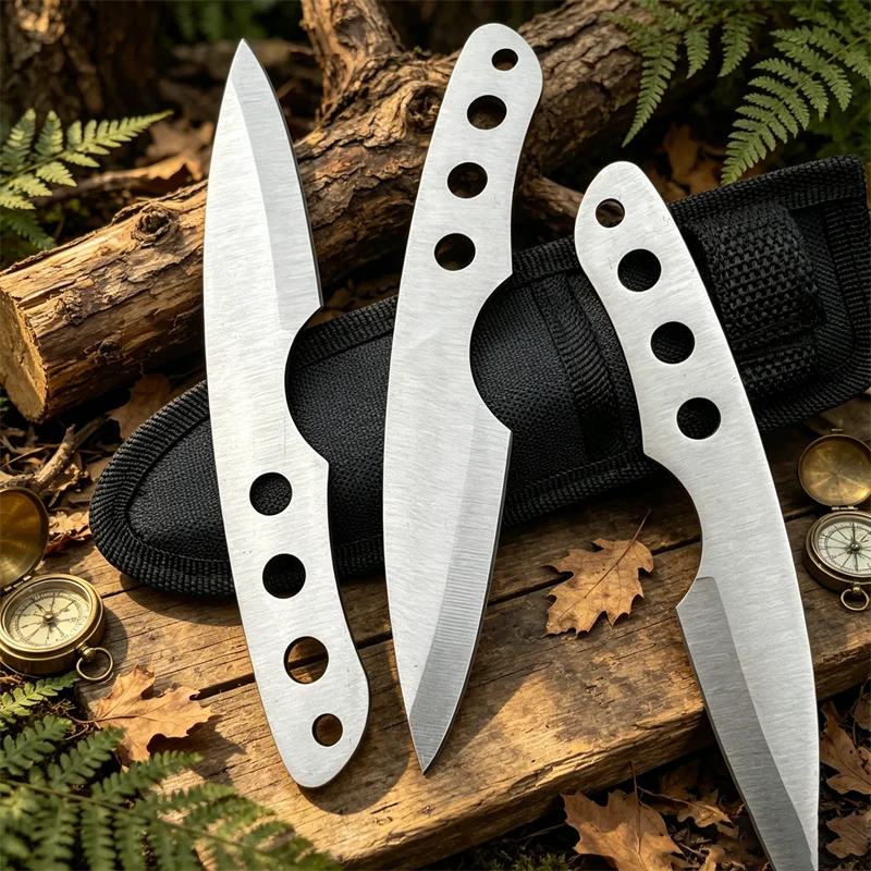 3PCS a Set  No Cutting Edge Pocket knife Dull Edge Stainless Steel Fixed Blade Knives