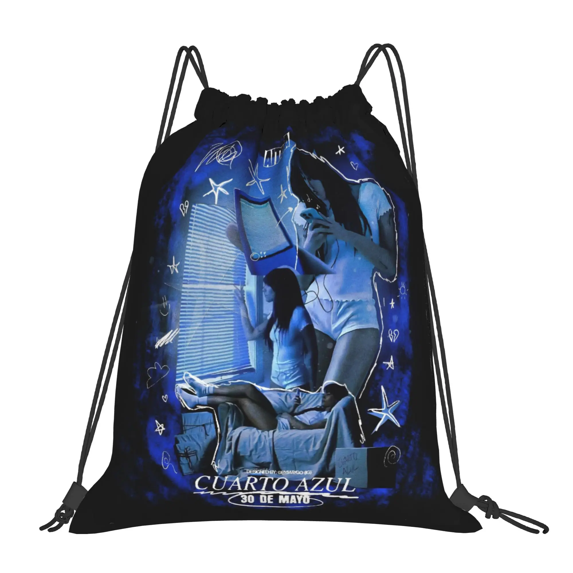 

Singer Aitanas Cuarto Azul Tour Drawstring Bags Sports Backpack Gym Sackpack Water Resistant String Bag for Working Out