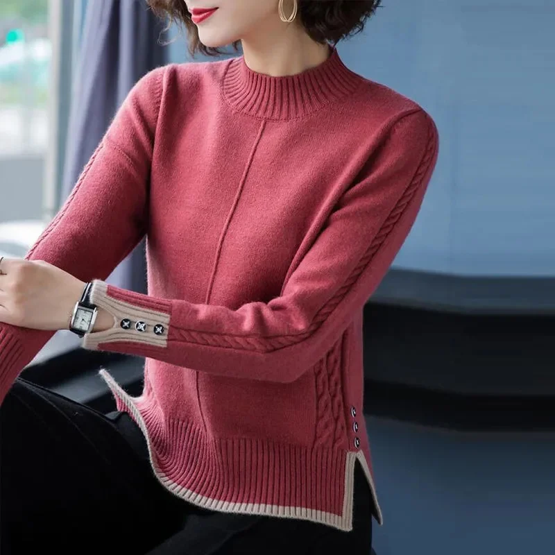 2023 Spring Autumn Sweater Women Stretch Knitted Turtleneck Pullovers Jumper Soft Bottoming Tops Long Sleeve Slim Tight Sweater