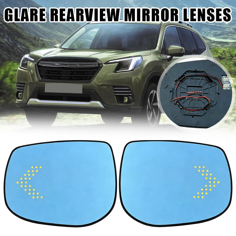 

LED Heatable Side Mirror Blue for Subaru Forester 2019 2020 2021 2022 2023 2024 2025 glare function of turn signal indicator