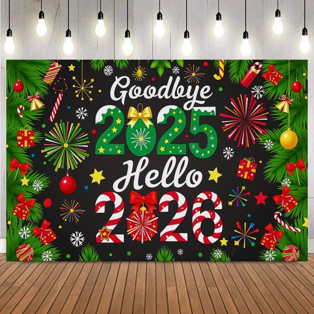 عيد الميلاد السنة الجديدة موضوع الوداع 2025 مرحبا 2026 صورة خلفية الاحتفال الاحتفالي ديكور الحفلات صورة التصوير خلفية