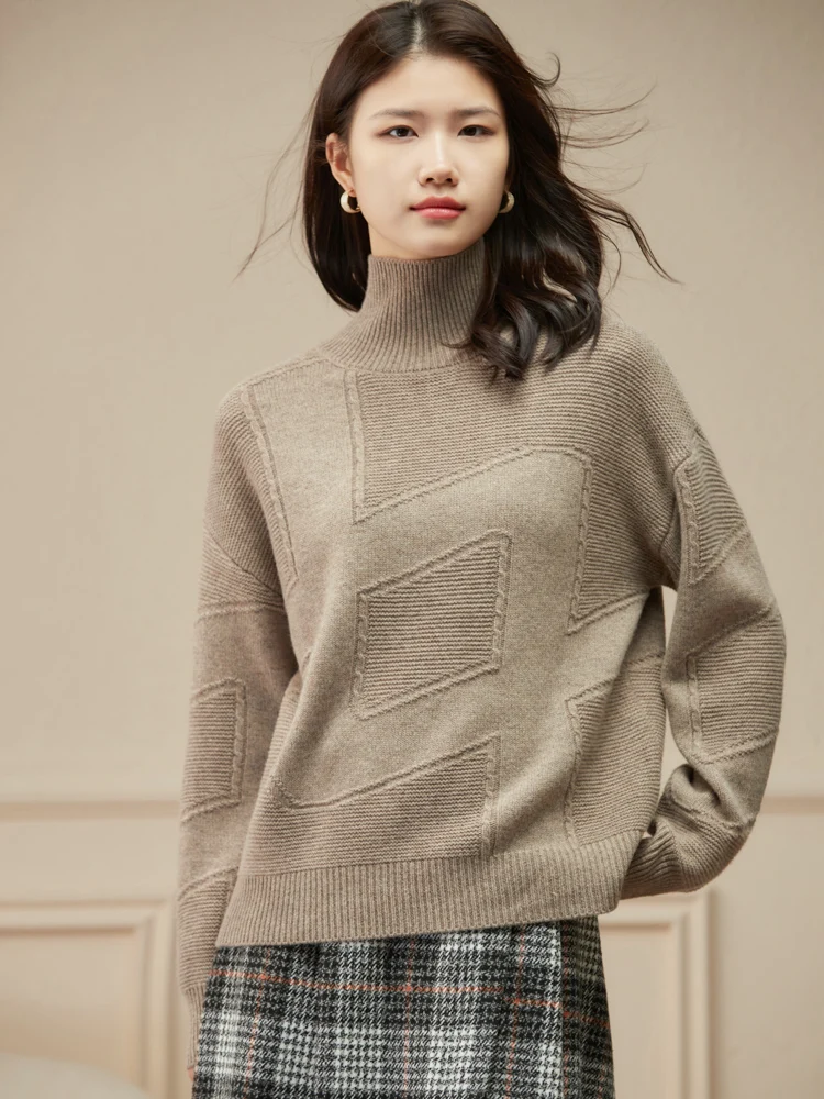 

Light Luxury 100% Merino Wool Sweater Autumn Winter Woman Knitwear Thick Pullover Loose Long Sleeve Clothing Tops Ladies Jumper