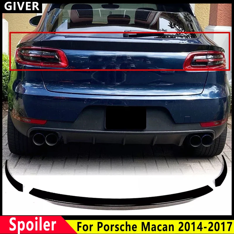 

For Porsche Macan 2014 - 2017 Rear Trunk Exterior Parts Auto Accessories - Glossy Black Rear Middle Trunk Spoiler Wing Lip