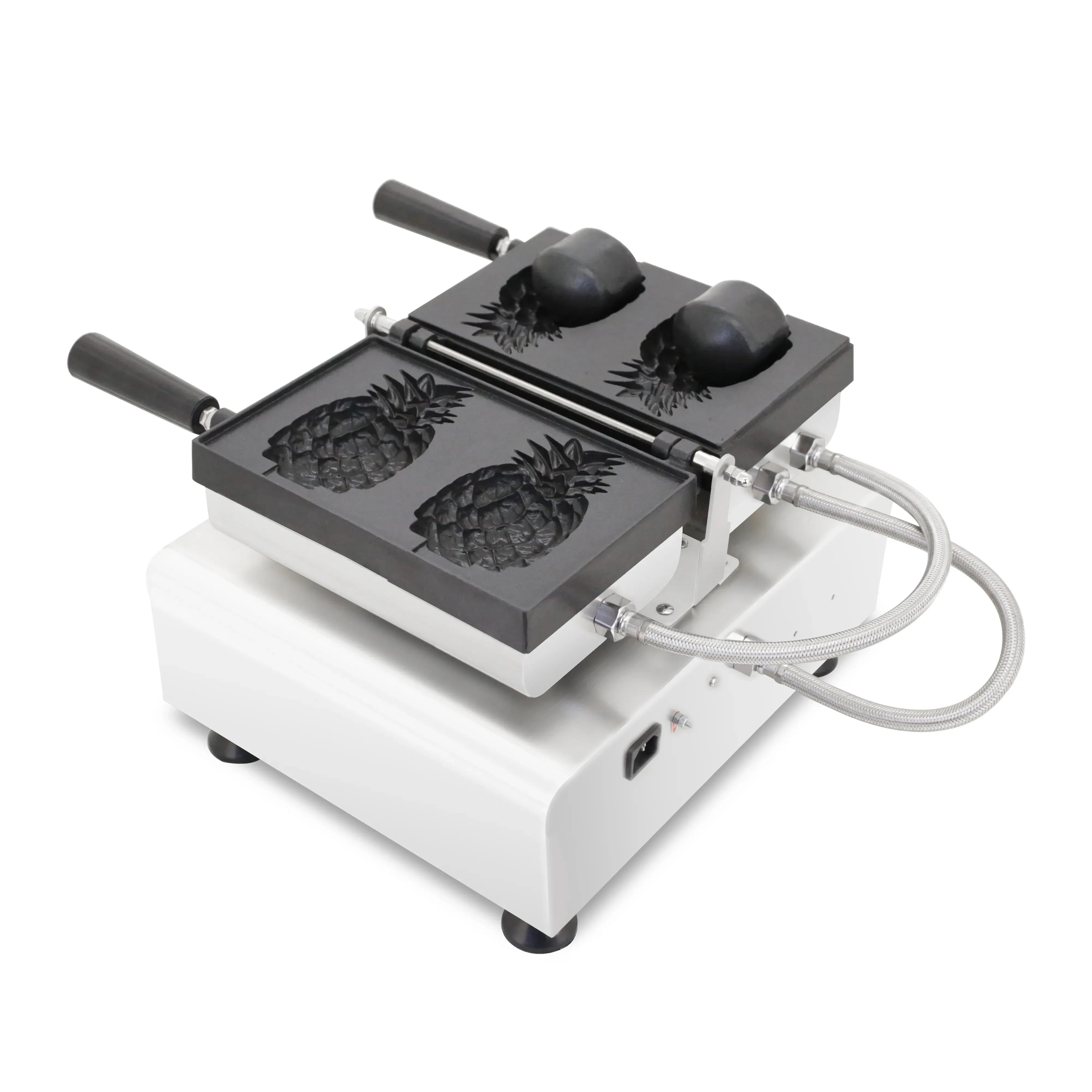 Commercial Electric Pineapple Taiyaki Waffle Maker Two Pineapples Shape Stainless Steel Fill Ice Cream Waffle Making Equipent