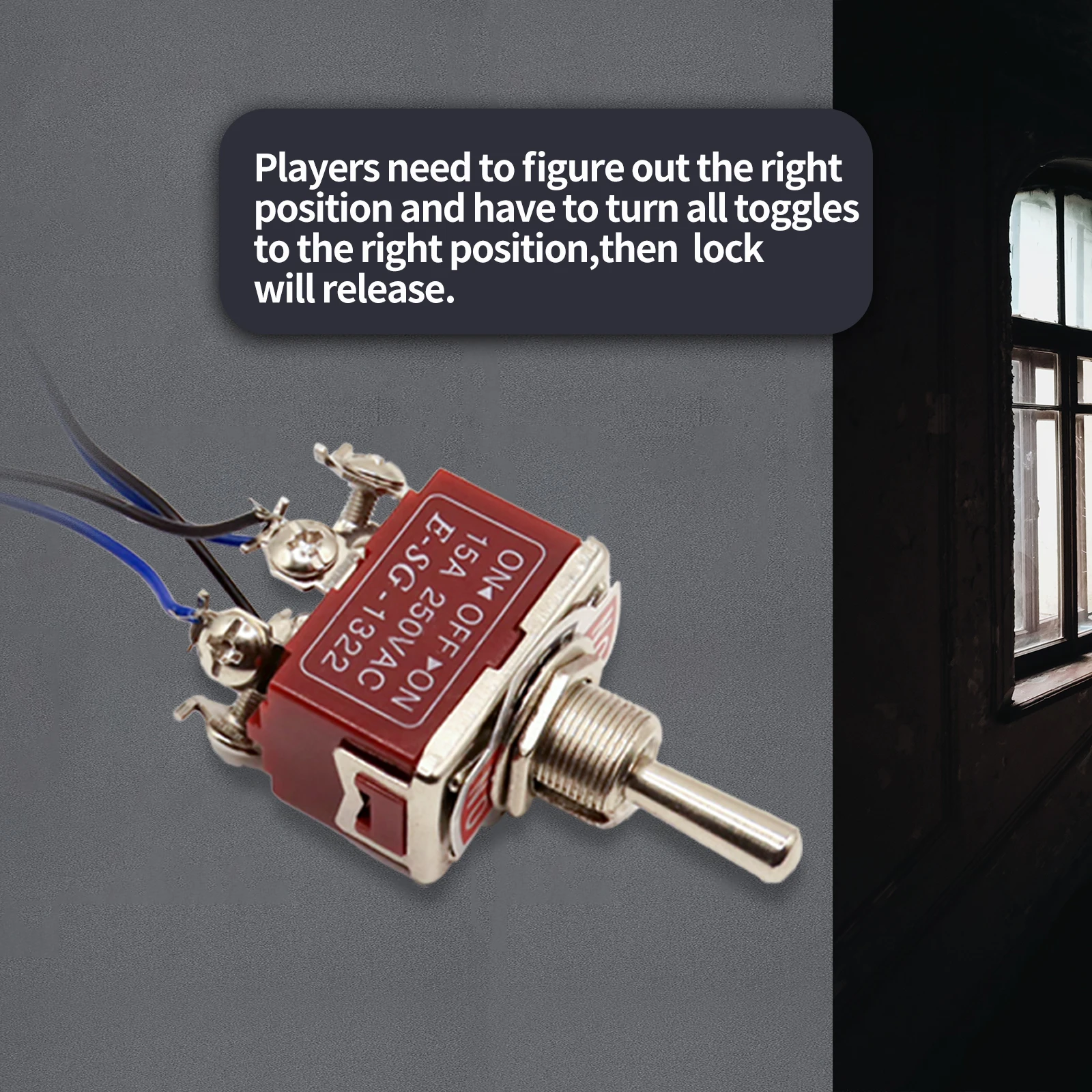 Mysterious Studio Secret Room Escape Game Mechanism Requisiten Elektronisches Puzzle hervorragend 1987, GY Kippschalter, nur 3 Standortversion