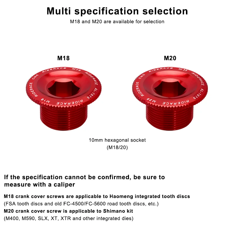 Boulon de fixation de bras de manivelle de vélo, écrou de pédalier en alliage d'aluminium, couvercle de manivelle de vtt M18 M20 boulon pour Shimano