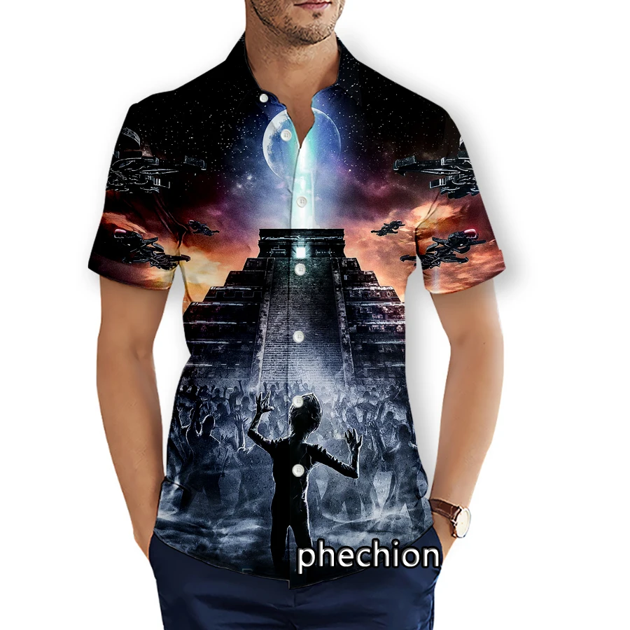 phechion Mens Short Sleeve Beach Shirts Hypocrisy 3D Print Casual Shirts Fashion Streetwear Men Tops X217