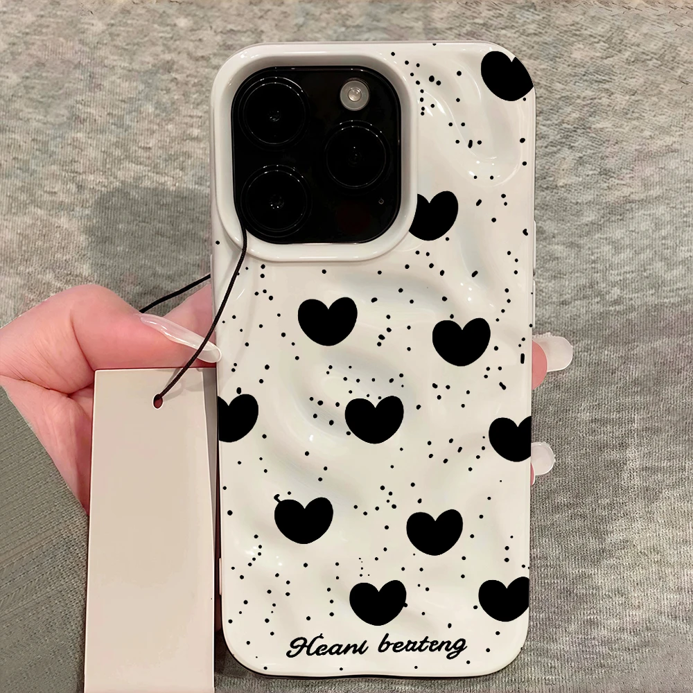 Koreanisches Polka-Dots-INS-Muster Handyhülle für iPhone 17 16 15 14 13 12 11 Pro Max 14 Plus 17Air Falten-Wellen-Soft-Silikon-Cover – Detail 12