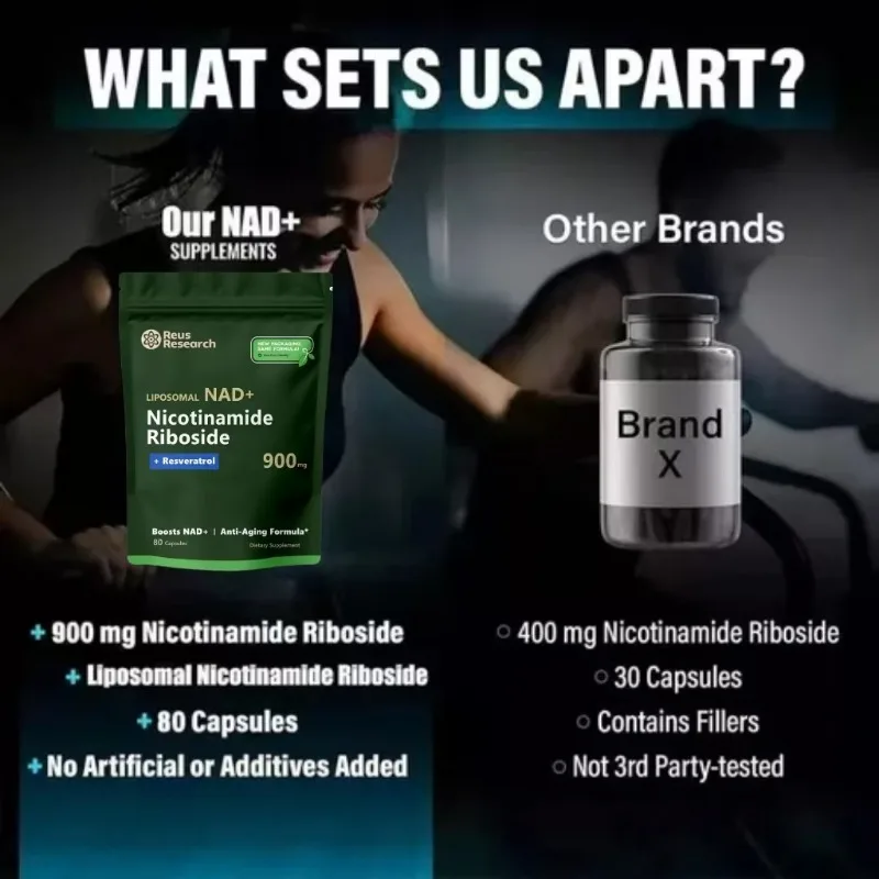 ملحق ناد + - نيكوتيناميد ريبوسيد 900 مجم + ريسفيراترول - عبوة واحدة (إجمالي 80 كبسولة) - مضادات الأكسدة ودعم الطاقة - تقنية الدهون