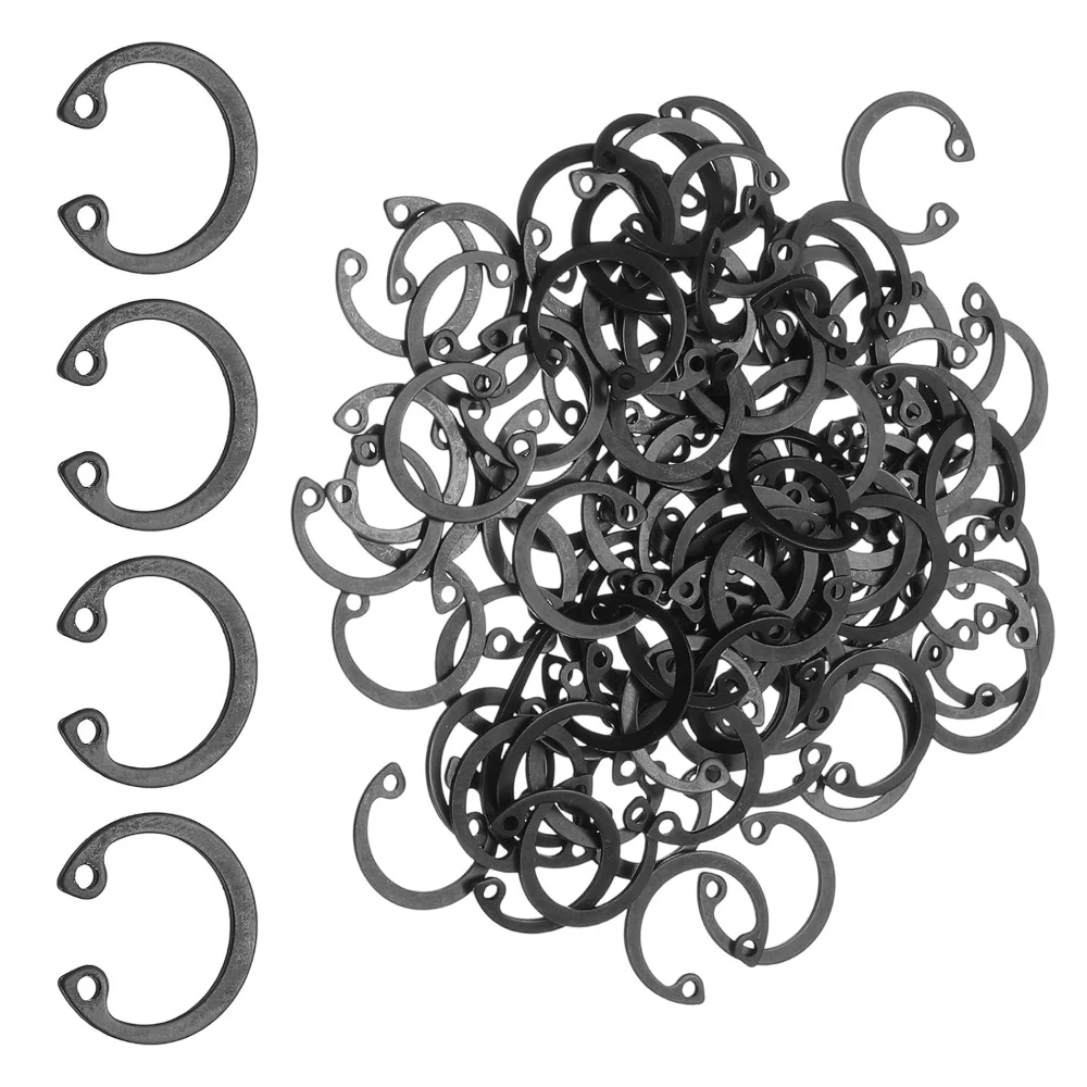 

225pcs Shaft Black Retaining Rings 12 Strength Grades M3-M25 Shaft Retaining Ring 65 Manganese Steel C-type Outer Retaining Ring