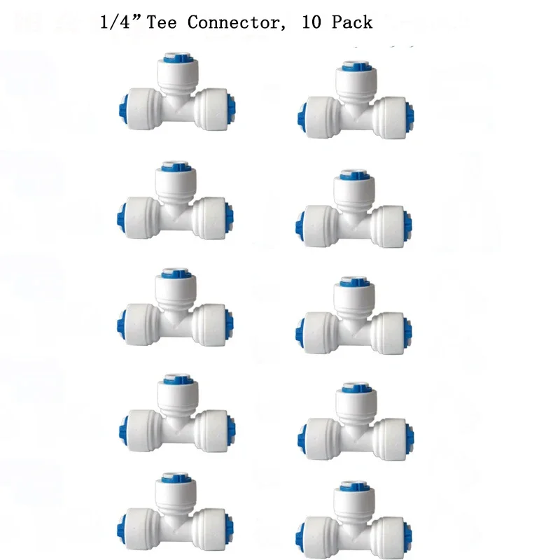 1/4" 3/8" buitendiameter Quick Connect Push In RO Waterbuis Recht T-stuk Elleboog Kogelkraan Fittings Kit 10. 25 PACK