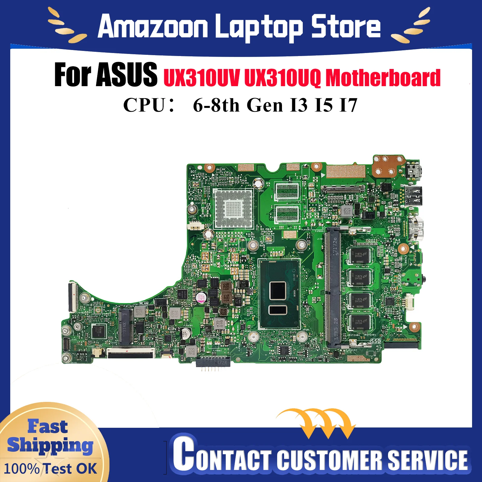 

UX310UA Материнская плата для ноутбука ASUS UX310UFR U3000U UX310UAK UX310UV UX310UQR UX310UQK RX310U UX310UQ Материнская плата с процессором I3 I5 I7