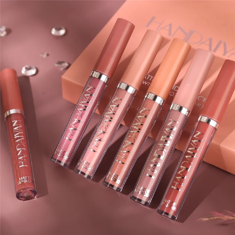 Handaiyan Cadeau 6 Stk/set Matte Fluwelen Lipgloss Waterdichte, Langdurige Vloeibare Lippenstift Cosmetische Beauty Keep 24 Uur Make-Up