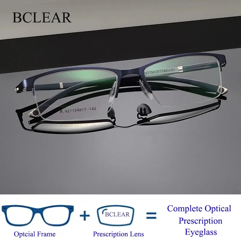 

Guvina BCLEAR очки по рецепту для близорукости, деловые мужские квадратные оптические очки из прогрессивного сплава, мужская мультифокальная оправа в полуоправе