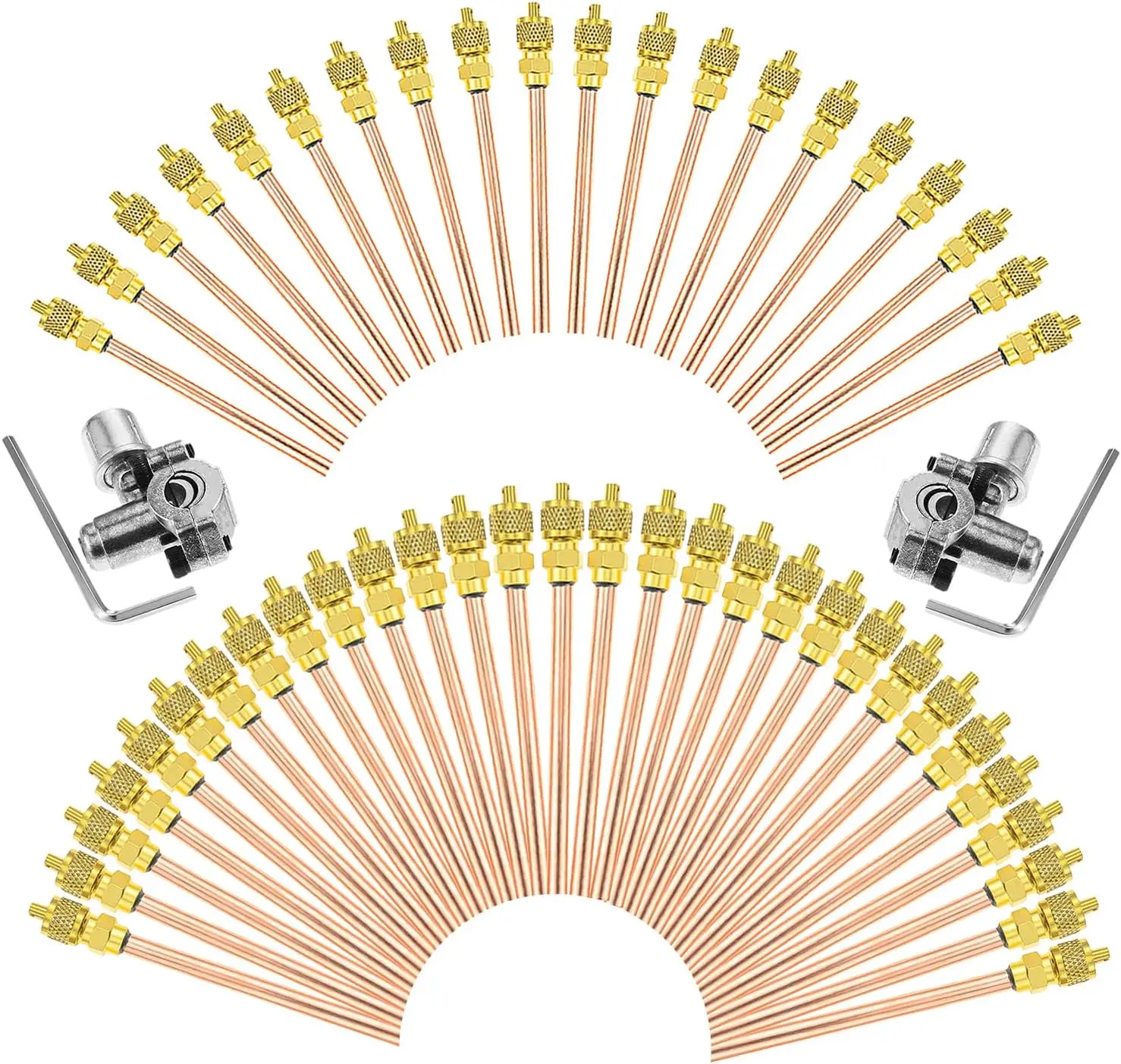 

Access Service Valve 50Pcs 1/4"SAEx 1/4"OD X 4"Stem Core AC Refrigeration HVAC Schrader Valve with 2 BPV31 Bullet Piercing Valve