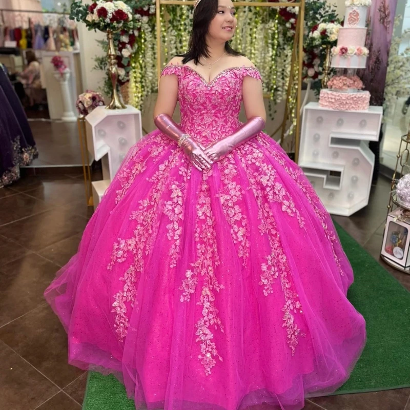 Rose Red Sweetheart Quinceanera Dresses Glittering Lace Appliques Beads Vestidos De 15 Anos Birthday Party Princess Formal Dress