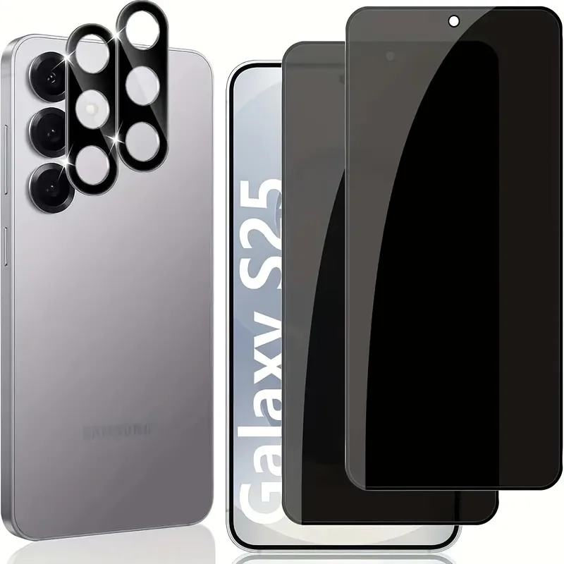 2+2 Pack Privacy Screen Protector+Camera Lens Protector for Samsung Galaxy S25 Ultra S24 S23 Plus S24 S23 S21 FE Glass