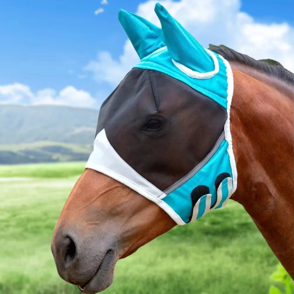 

Horse Care Professional Horse Fly Mask Breathable Adjustable Anti-Flyworms Mask Quick-Dry Mesh Horse Face Cover For Horses