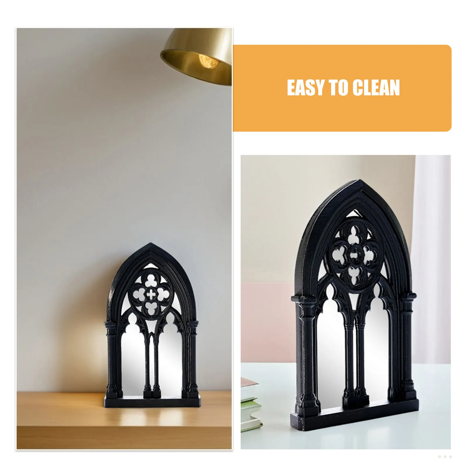 Small Rustic Gothic Window Pane Mirror Arched Decorative Wall Mirror Fake Window Wall Decor Room