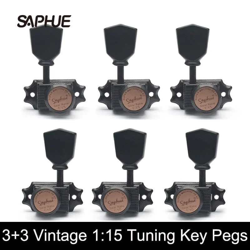 

SAPHUE-Vintage Style Locking Guitar Machine Heads, 1:15 Deluxe Tuning Key Pegs for Electric Acoustic or Folk Guitars