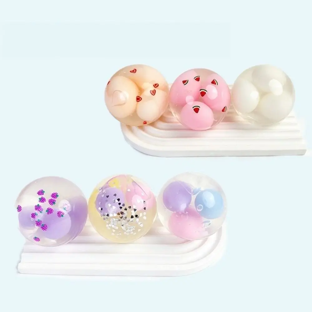 Funny Soft Rubber Stress Relief Hand Ball Clear Three Times Crush Small Ball Fidget Non-Burst Decompression Squeeze for Adults