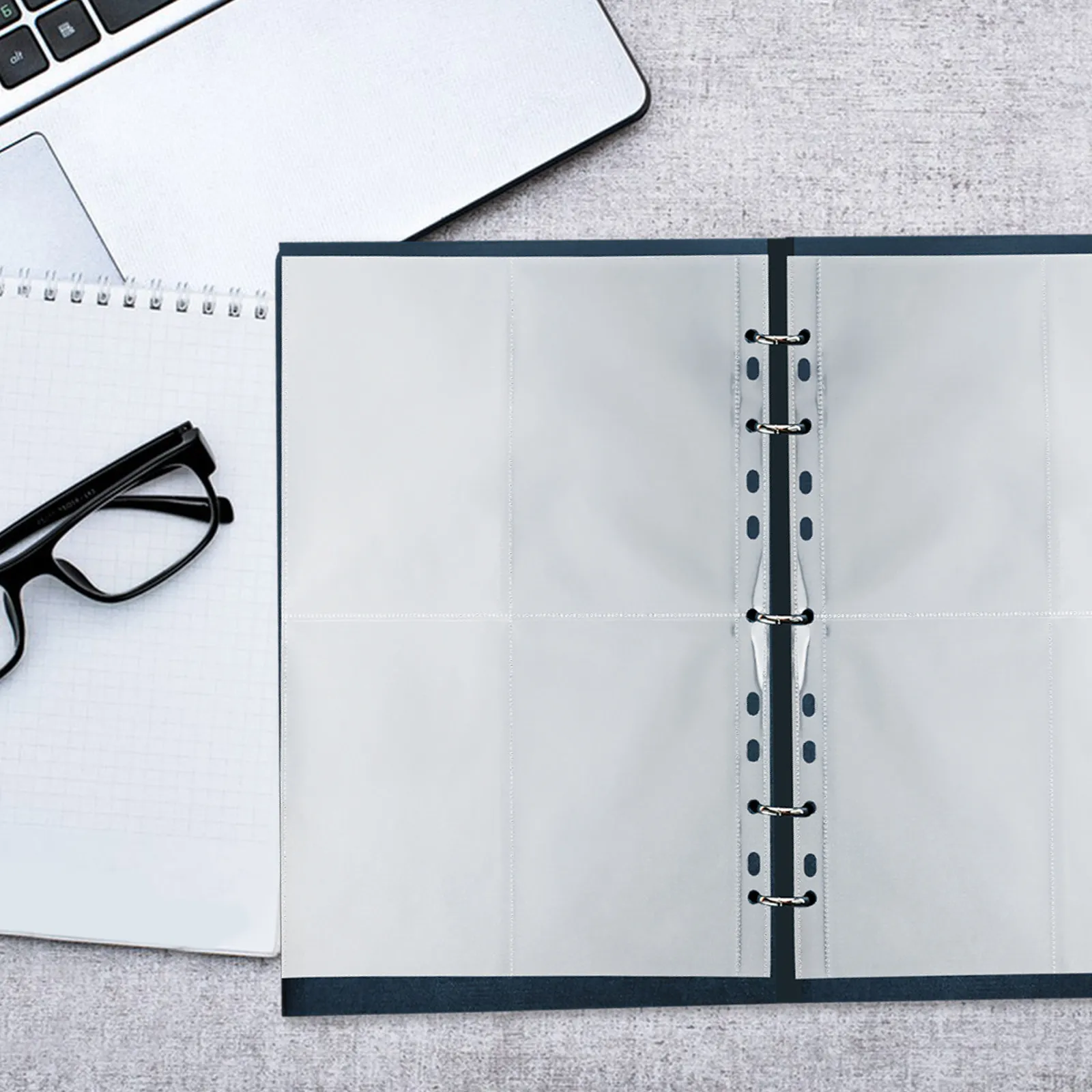 40Pcs A4 Clear Photo Album Refill Pages 4-Pocket Loose-Leaf Transparent Plastic Sleeves for Photos Scrapbook Storage