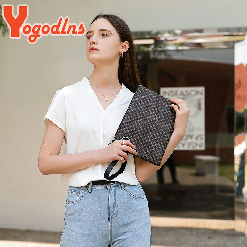 Yogodlns Women Wristlet Bag PU Leather Envelope Bag Shopping Totes Traveling Portable Purse Clutch Wallet Ladies Pattern HandBag