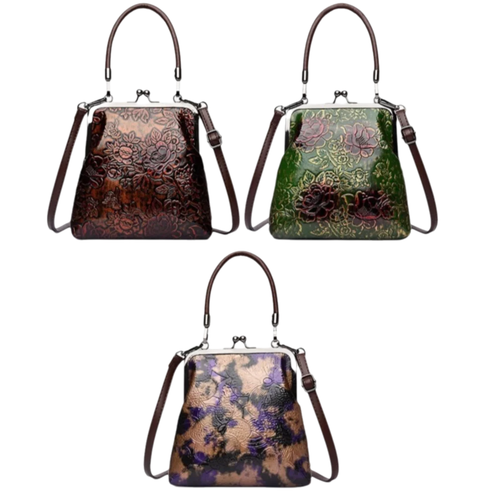 High Quality Embossed Printed Shoulder Bag Vintage Versatile Crossbody Bag Ethnic Handbag Women