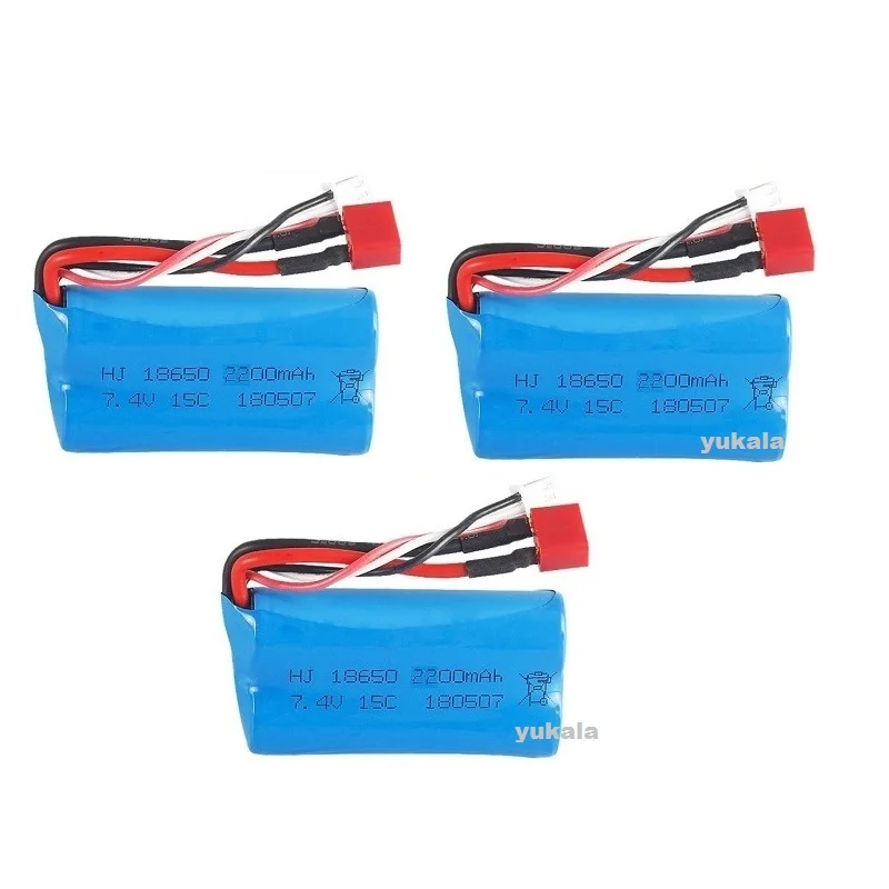 Bateria 2S do Li-íon do Wltoys-18650 7.4V 2200mAh para Wltoys 144001, 124017, 10428, 12428, 12423, 104009, 12402, peças do caminhão de R/C