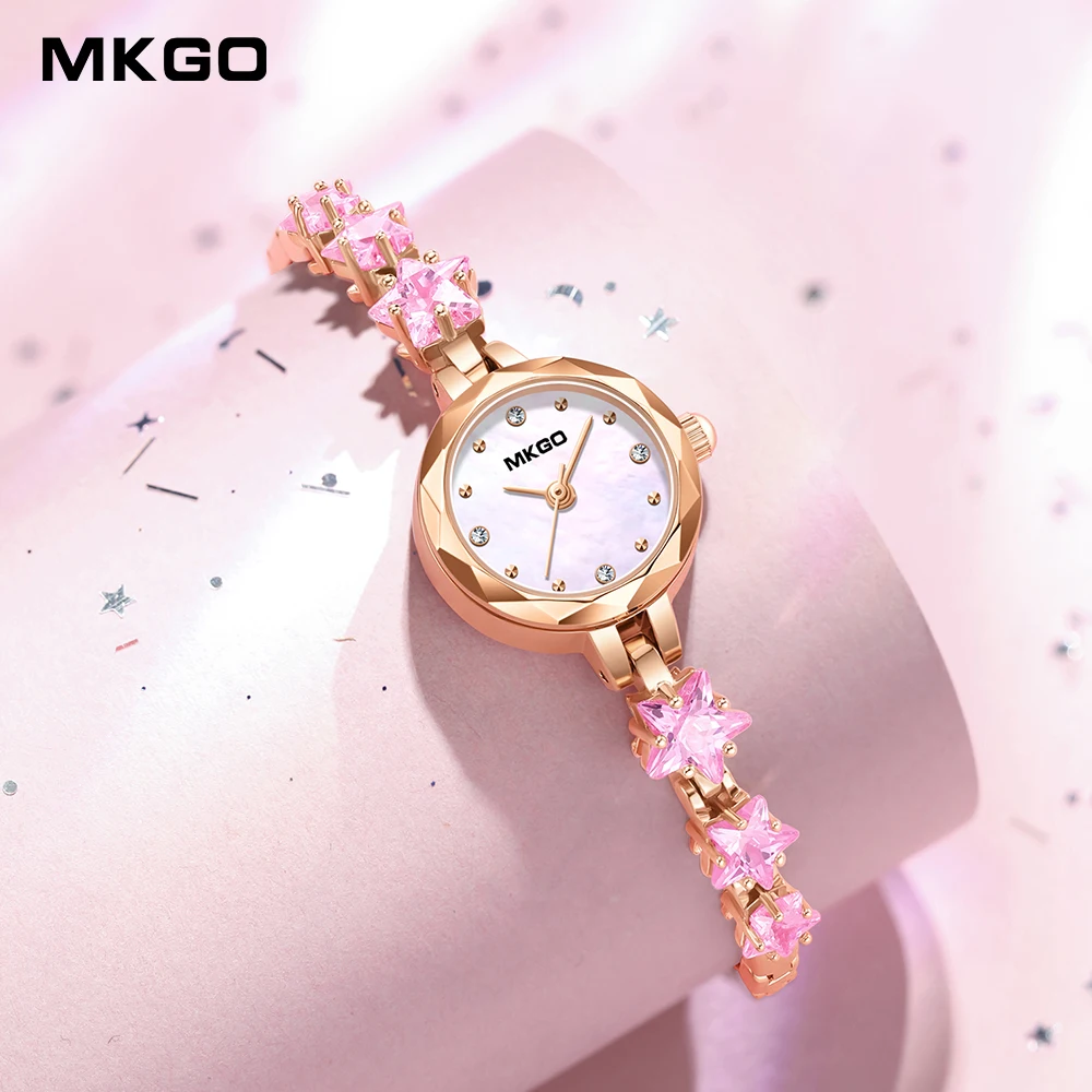 MKGO Fashion Watches For Women Luxury Brand Quartz Dress Watches with Diamond Ladies\' Accessory Jewelries Gifts reloj para mujer