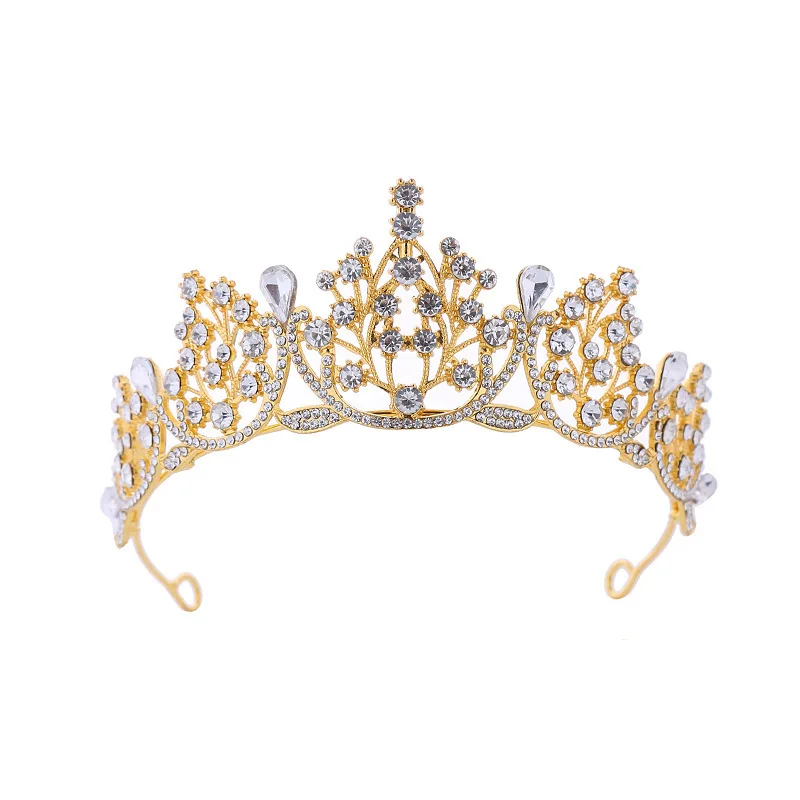 Children's Crown Hair Accessories Simple Princess Rhinestone Hair Band Girl Electroplated Crown Headband Hair Clips for Women